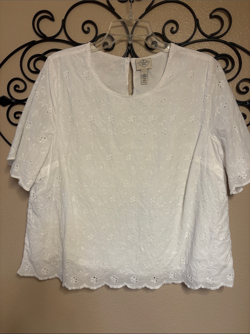 St. John's Bay White Eyelet Short Sleeve Top